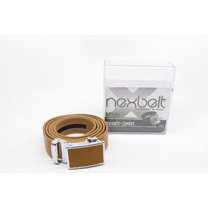 Nexbelt Golf  Series Light Brown No Holes Ratchet Belt Up to 50" Ball Marker